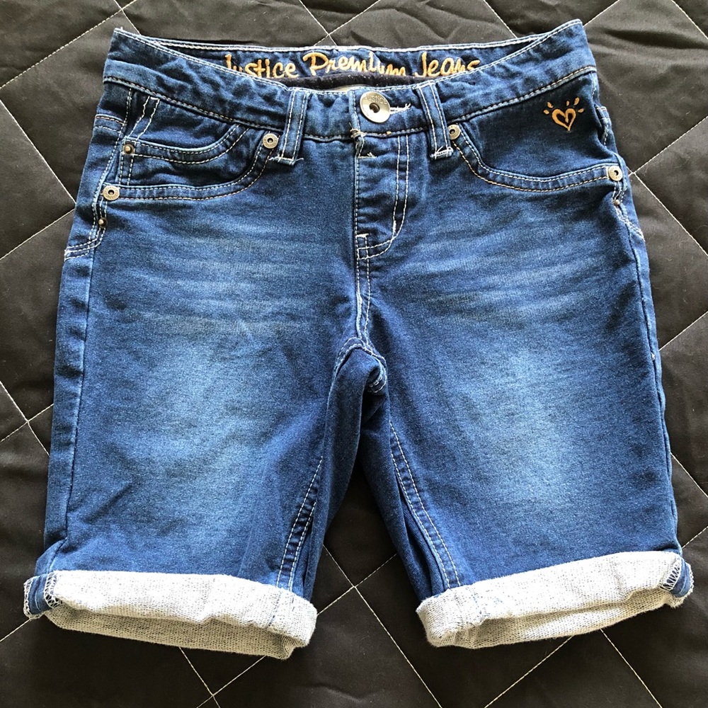 Justice Stretch Denim Cuffed Bermuda Shorts